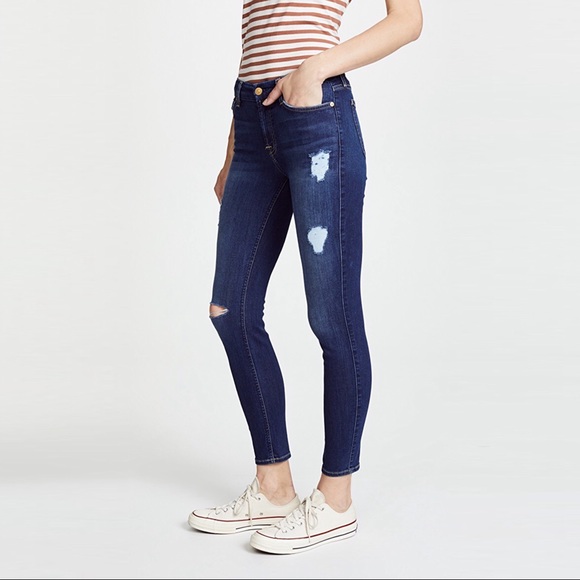 NWT 7 For All Mankind Ripped Ankle Skinny Jeans - Picture 3 of 4